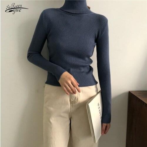 New style all-match pullover slim knit bottoming shirt with long-sleeved tops Turtleneck sweater womens autumn and winter 16675