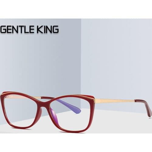 GENTLE KING TR90 Anti Blue Light Glasses Women Cat Eye Computer Myopic Optical Glasses Luxury Brand Design Lunettes Googles
