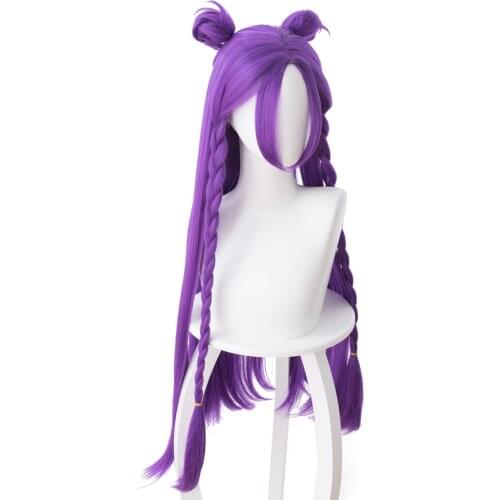 Game LOL KDA Kaisa Cosplay Wig Girl Heat Resistant Cosplay Purple Wig 80cm Synthetic Hair Halloween Cosplay