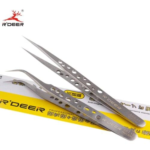 RDEER Electronics Tweezers Forceps Stainless Steel Anti-Skid Hard Thickness For Chemical Medical Makeup Hand Tools