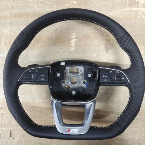 Half Perforated Leather Steering Wheel Flat Bottom for Audi SQ7