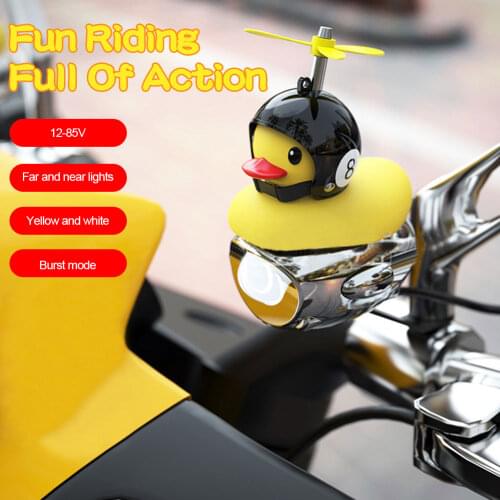 Cool Motorcycle LED Headlight Spot Light With broken wind Yellow Duck with Helmet High Low Beam Light Lamp Bulb Auxiliary Light
