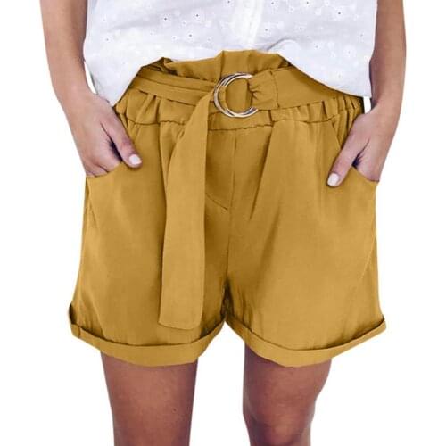 Womens Shorts Casual Solid Color Ring Belt Pockets Wide Leg Shorts Minipants Hot Pants Fashion Woman Streetwear Short Pants