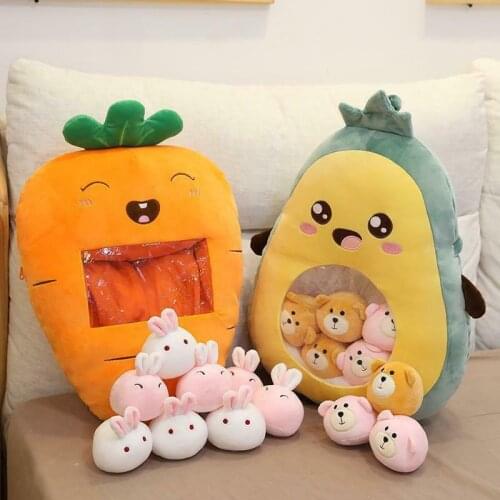 Lovely Fruit Snack Plush Bag Pillow A Bag Of Mini Balls Doll Plush Pudding Toys Girl Gift Carrotn Banana Avocado Nap Pillow