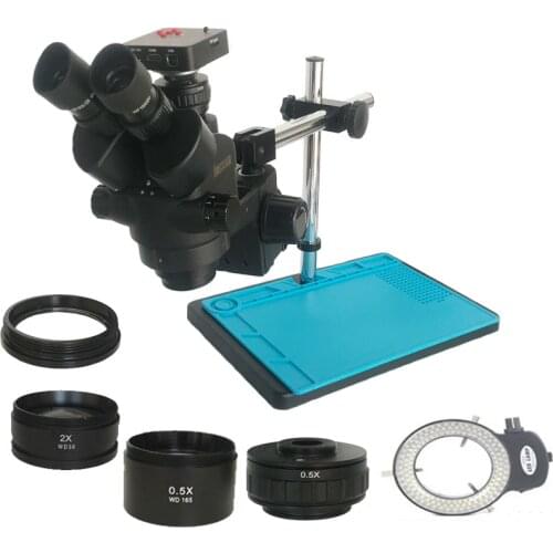 Simul-Focal 3.5X-90X Trinocular Stereo Microscope 38MP 2K 1080P Digital USB Microscopie Camera For Jewelry Phone PCB Repair