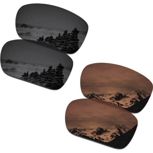 SmartVLT 2 Pairs Polarized Sunglasses Replacement Lenses for Oakley Scalpel Stealth Black and Amber Brown