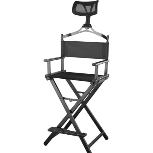 Modern Portable Aluminum Executive Chair with Headrest - Portable Makeup Artist/Manager Folding Chair for Better Rest