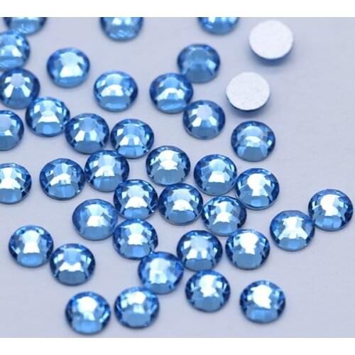 SS3-SS34 lt sapphire mixed size nail art rhinestone hot fix Shi Fei stone crystal jewel dress shoes bag is stuck drill beads