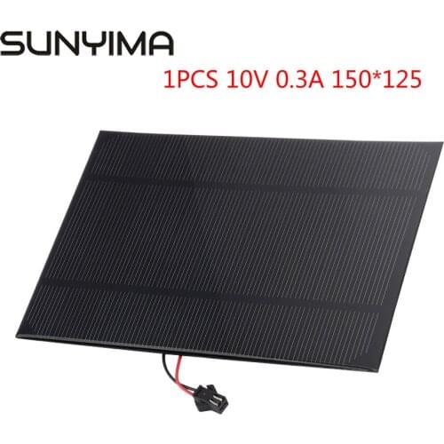 SUNYIMA 1Pcs 10V 0.3A Solar Panel Monocrystalline 150*125 Mini Sunpower Solar Cell DIY Photovoltaic Panel Battery Charge Module