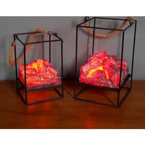 LED Flame Light Home Christmas Halloween Simulated Charcoal Fireplace Lamp