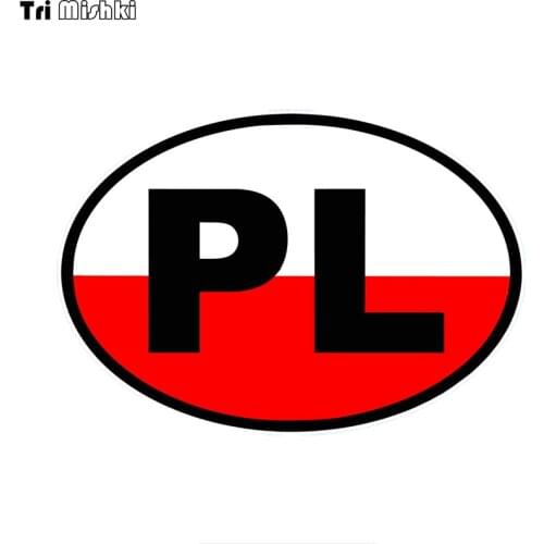 Tri Mishki WCS881 12x17cm Poland Oval flag SIGN car sticker PVC coloful Decals Motorcycle Accessories sticker