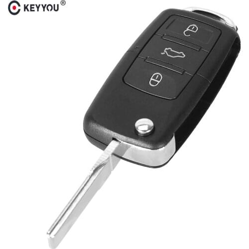 KEYYOU Replacement 3 Buttons Folding Flip Remote Shell Fob Car Key Case For VW Volkswagen Jetta Golf Passat Beetle Polo Bora