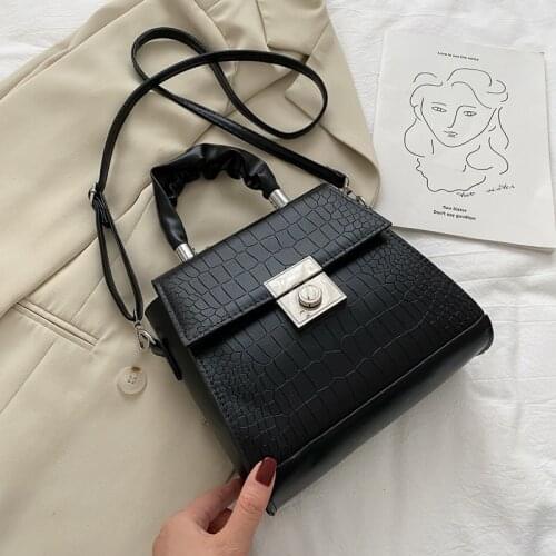 Stone Pattern PU Leather Handbag for Women 2021 Lock Designer Shoulder Crossbody BagsFemale Travel Purses and Hand Bags