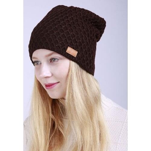 TJ-TianJun Womens Winter Plush Knitted Hat Men Diamond Weave Headgear Keep Warm Outdoor Street Sport Climbing Cycling Windbreak