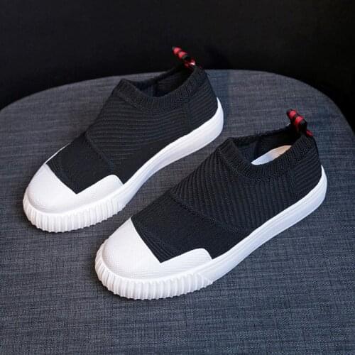 Women White Sneakers Female knitted Vulcanized Shoes Casual Slip On Flats Ladies Sock Shoes Trainers Summer Tenis Feminino X5-20