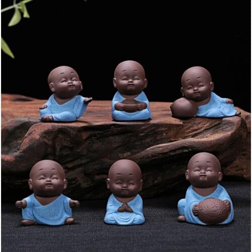 1 PCS Purple Clay small Monk Figurine fingertip Tea Pets Boutique Home Tea Table tray Decoration Accessories Tea Set Crafts