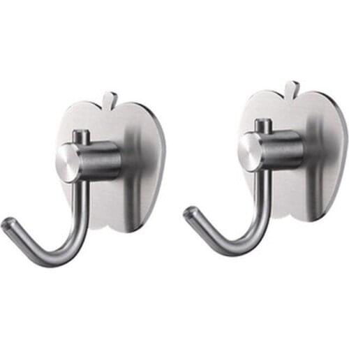 1pcs Bathroom hooks for kitchen Door Wall Hanger Wall Hooks Hanger Self Adhesive Robe Towel Hook 304 Stainless Steel genuine