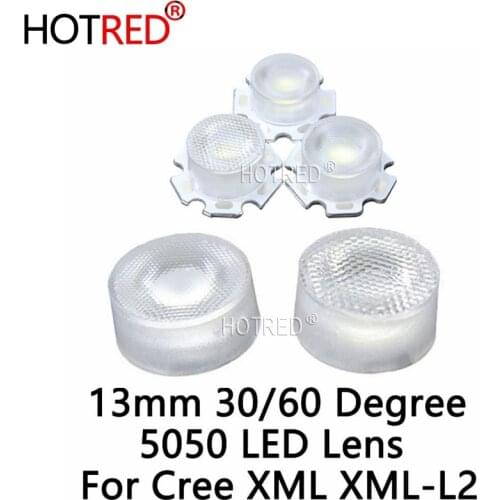 10pcs 13.5mm 5050 Cree XML T6 XML-L2 LED Lens 30 60 Degree XHP50 Optical Grade PMMA Led Lens Holder Plano Reflector Collimator