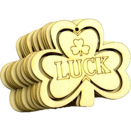 10pcs DIY Wood Luck Creative Clover Hanging Drop Clover Hanging Prop Decor for Saint Patricks Day Party Festival Home Decor