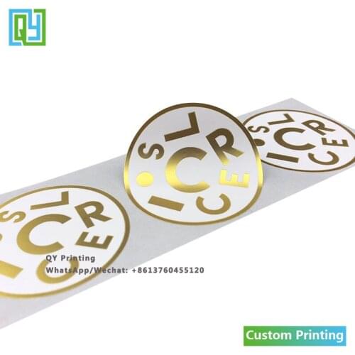 1000pcs 55x55mm Free shipping custom printed white paper adhesive chocolate coffee packing labels cosmetic gold foil stickers