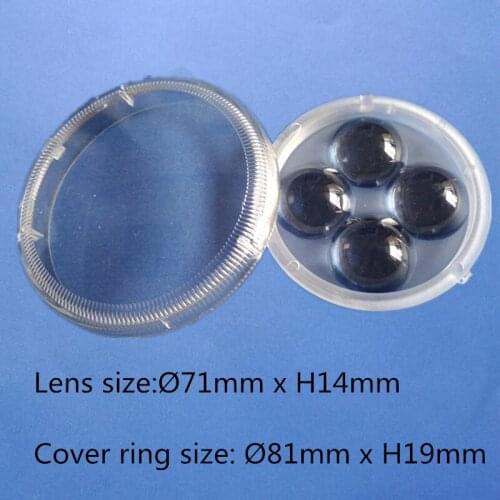 2 pcs LED car spotlight lens 4 led cluster lamp lens 4 in 1 lens diameter 71mm