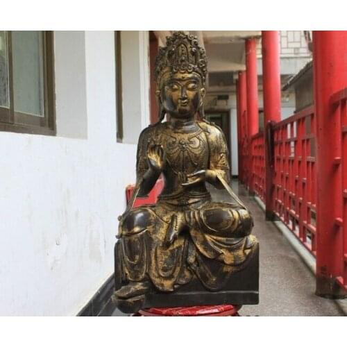 29 Chinese Eastern Buddhism Kwan-yin Bodhisattva Copper bronze goddess statue