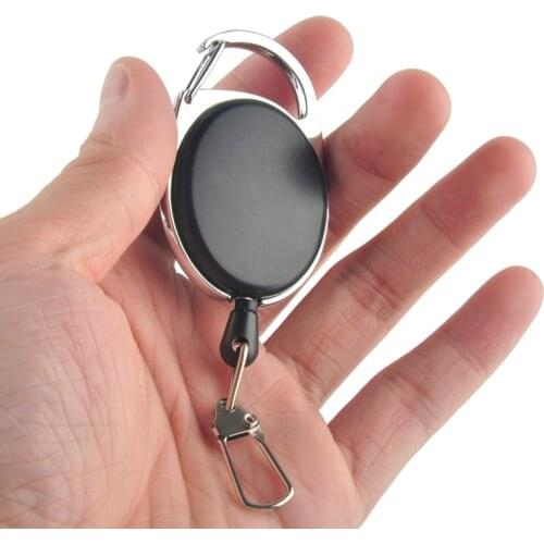 5 Pcs/lot Recoil Extendable Metal Wire 60cm Key Chain Ring Belt Clip Pull Keyring Retracting