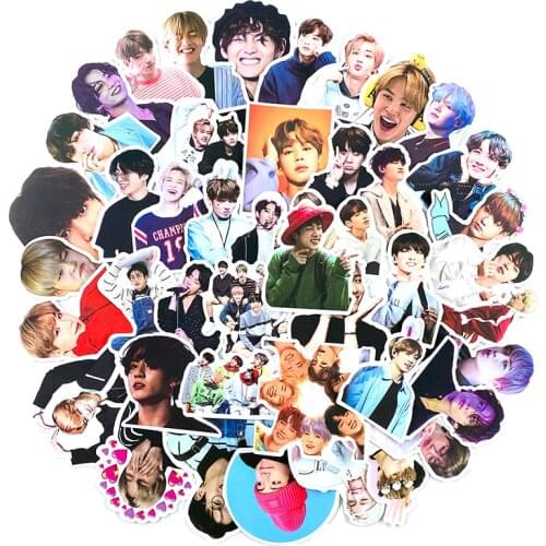 50Pcs Korean Stars Kpop Carton Toy PVC Sticker For Skateboard Luggage Notebook Laptop Decals Idols Cute Photos Stickers Toy