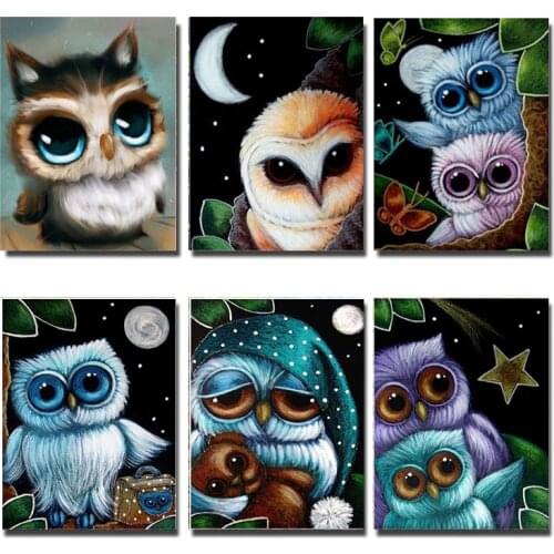 5d Diy Diamond Painting Owl Broderie Diamant Cartoon Diamond Cross Stitch American Style Home Decor Round Picture Of Resin