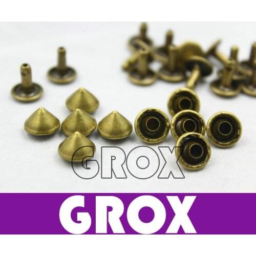 9*8mm Antique Brass Bronze Conical Rapid Rivet Studs Punk Rock Rivets Nailheads Spike Free Shipping Wholesale High Quality