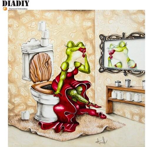 DIADIY DIY 5D Diamond Embroidery Childrens Room Decor Full Square round Cartoon frog Icon Diamond Painting Cross Stitch Set
