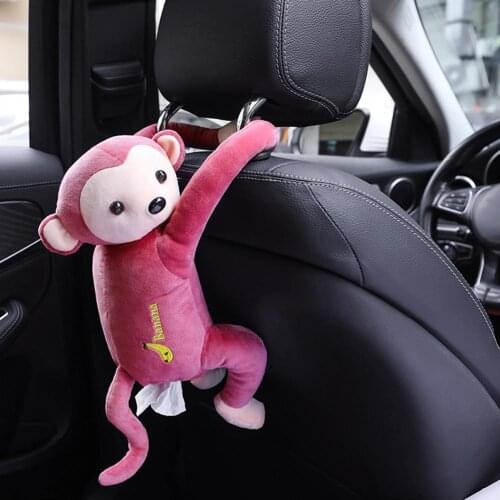 Car Plush Cartoon Monkey Butt Tissue Box Cover Cute Animal Tissue Napkin Paper Organizer Paper Storage Automobile Accessories