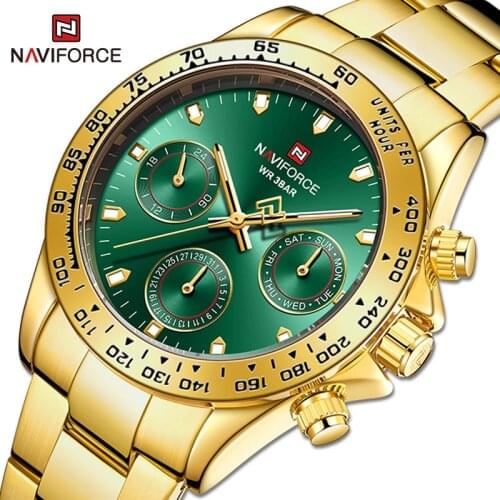 Luxury Brand NAVIFORCE 2021 New Fashion Gold Watch For Men and Women Waterproof Clock Business Casual Stainless Steel Wristwatch