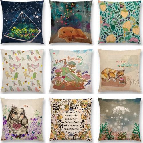 Floral Fantasy Fairy Tale Wonder World Dreamscape Animals Deer Bird Fox Unicorn Owl Flowers Beautiful Cushion Cover Pillow Case