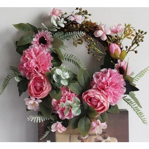Simulation Peony Wedding Party Door Ornaments Forest Series Garland Door Ornaments Holiday Window Ornaments Flower Decor Supplie