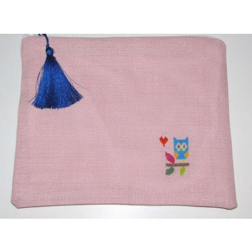 Pafuli Handmade Embroidery Embroidered Clutch Bag Owl Powder Pink