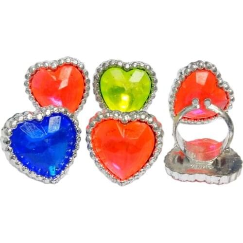24X Girl Heart Gem Rings Colorful Princess Kid Birthday 648 Party Favors Pinata Bags Filler Loot Souvenir Wedding Game Prize Toy