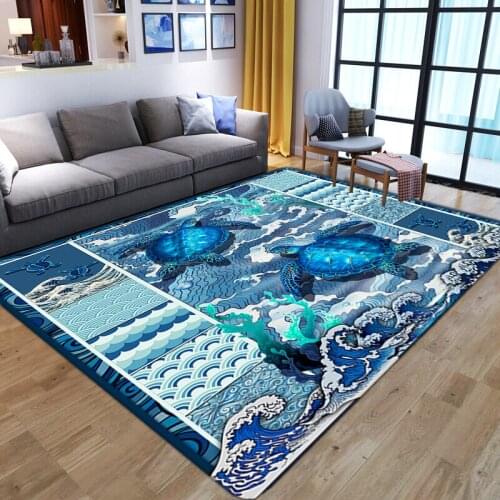 Sea turtle 3D Printed Carpets for Children playground Area Rugs For Child Room Play Tent Floor Mat Kids Bedroom bedside Game Rug