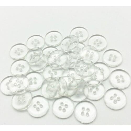 400pcs 15mm Resin Round Clear Buttons Sewing 4 Holes Shirt Transparent Button For Clothing Accessories Embellishments
