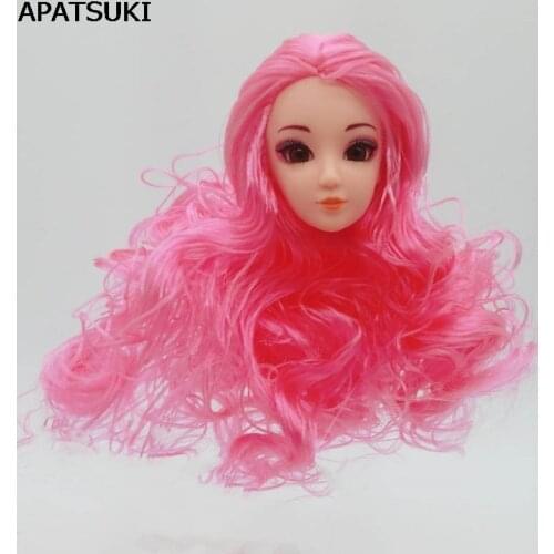 Doll Head High Quality Dolls Head Pink Wavy Hair DIY Accessories Heads For 11.5" Doll Head For 1/6 BJD Doll House Kids Toy