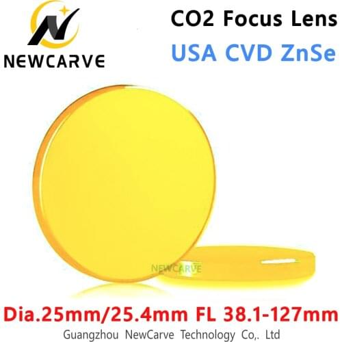 CO2 Laser Focus Lens USA CVD ZnSe Diameter 25mm/25.4mm FL 38.1-127mm 1.5"2" 2.5"3" 4"5" For Laser Cutting Machine NEWCARVE