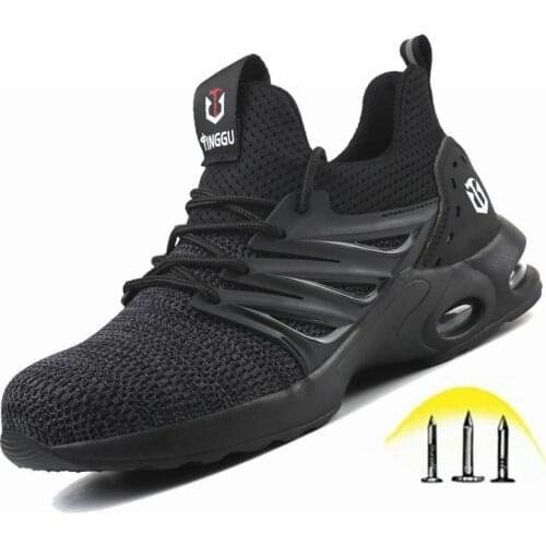 Lightweight Men and Women Steel Toe Safety Shoes Anti Smashing Breathable Mesh Air Cushion Work Boots Indestructible Shoes