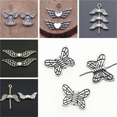 Malzahar Angel Wing Small Hole Spacers Beads diy jewelry bracelet charms for jewelry making kit accessories