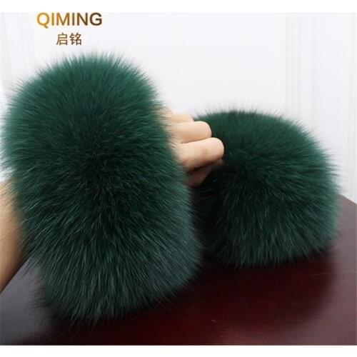 Fox Fur Cuff Arm Warmer Lady Bracelet Real Fur Wristband Glove High Quality Fox fur Cuffs Hot Sale Wrist Warmer #P3
