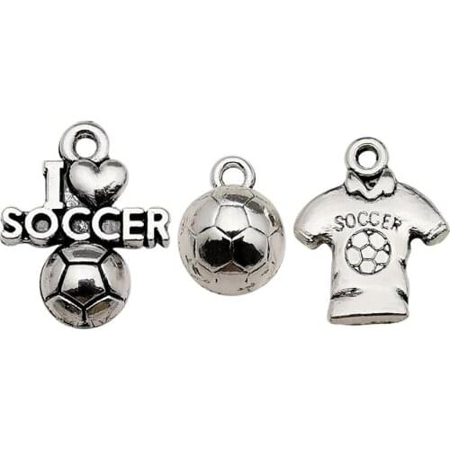 Mix 45pcs/lot 3 Styles Football Theme Classic Soccer Jersey Charms Pendant Finding for DIY Necklace Bracelets Keychain Making