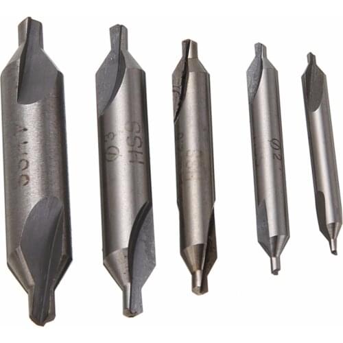 5pcs HSS Combined Center Drills Set 60 Degree Countersink Tool Kit 1.5mm 2.0mm 2.5mm 3mm 4mm