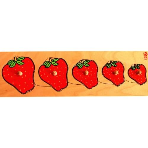 Puzzle Wooden Strawberry for Kids Education Children Fruit Shape and Color Parts Jigsaw Block to Early Learning Kit