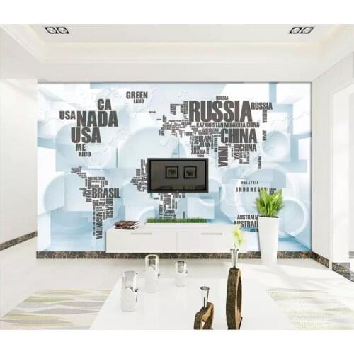 Custom photo wallpaper 3d wallpaper for walls 3 d stereoscopic world map mural letter background wall decoration painting decor
