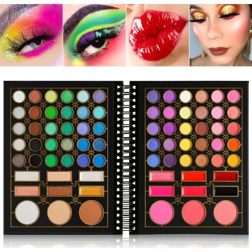 Just Dance DE'LANCI Professional New 78 Color Notebook Design Full Makeup Eyeshadow Highlighter Blusher Lipstick Palette Kit