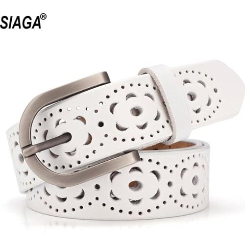 Ladies Good Grade Cowhide Leather Belts Waistband Real Cow Genuine Fashion Needle Buckle Belt for Women Jeans FCO124